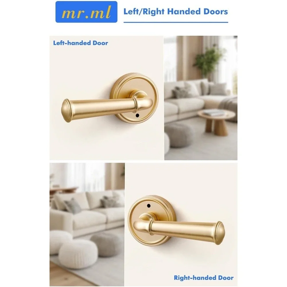 Brushed Gold Privacy Door Handle Interior Bedroom Bathroom Privacy Gold Door ...